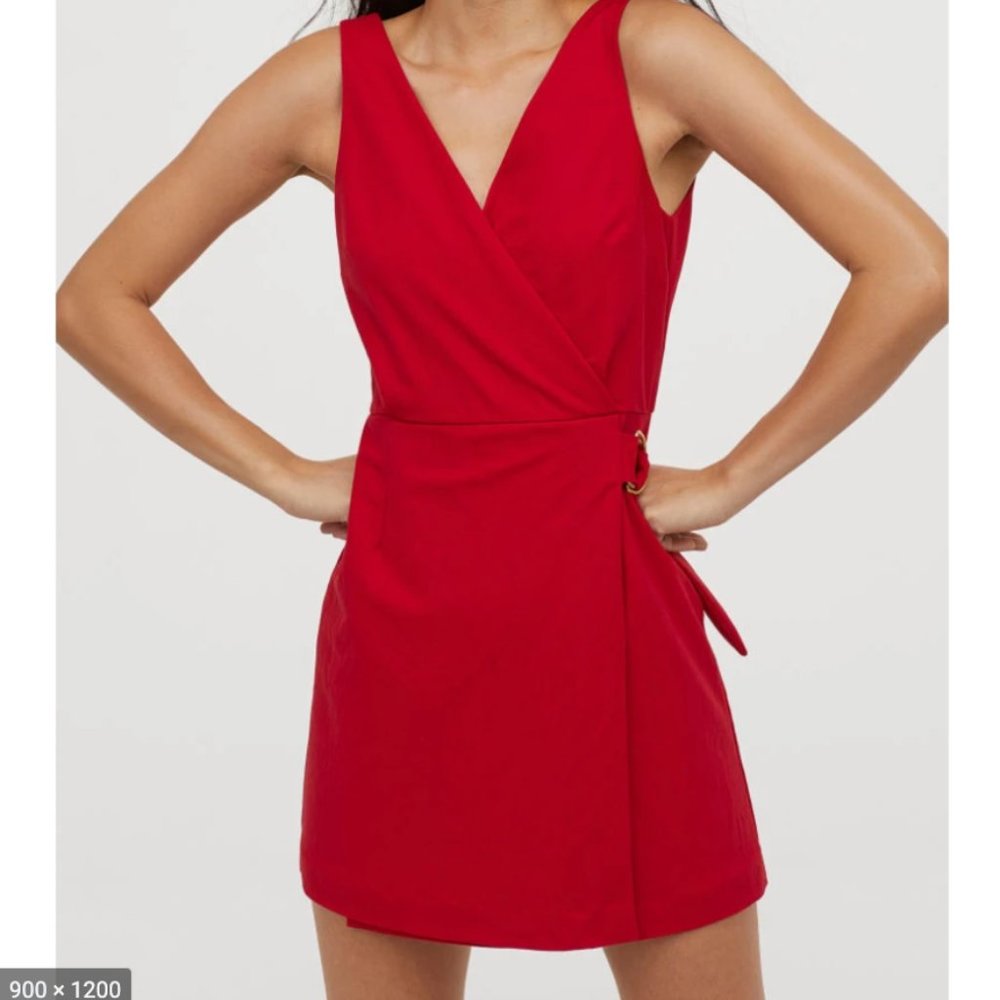 Red V-Neck Dress